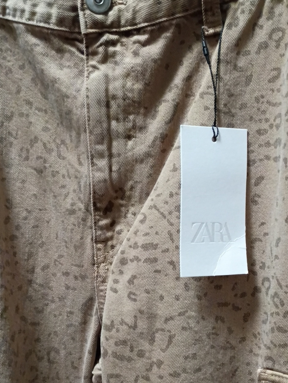 Zara Tan Leopard-Print Jeans